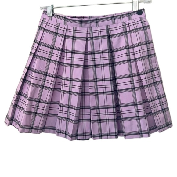 NWT Purple Plaid Pleated Mini Skirt - S - Picture 1 of 3